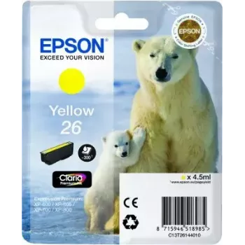 Tinteiro Epson C13T26144010 embalagem individual amarelo 26 Claria Premium, à base de pigmento, 1 unid.