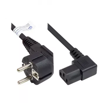 cabo de alimentação ficha Schuko tipo E+F (CEE 7/7, angular) para C13 (angular à direita), preto, 1,00 mm², 3 m, Good Connections® (P0131-S030)
