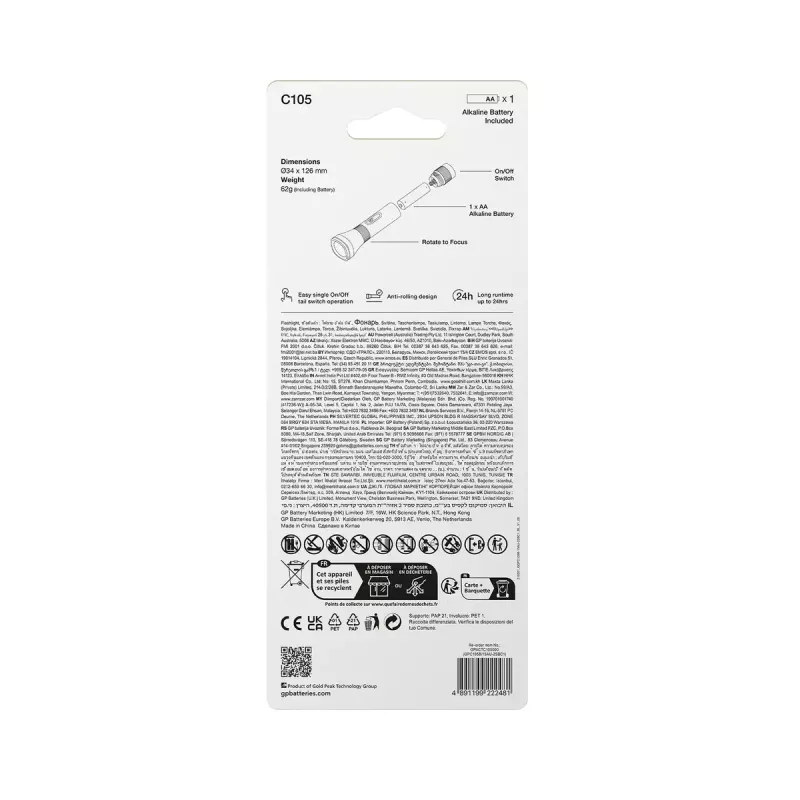 Lanterna de mão GP Lighting 450066 preto 50 lm 30 m 24 h