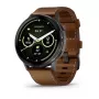 Smartwatch GARMIN Venu 4 45 mm (1,4 polegadas) AMOLED 454×454 px, Wi‑Fi, GPS, 8 GB, caixa preta, bracelete de pele castanho