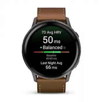 Smartwatch GARMIN Venu 4 45 mm (1,4 polegadas) AMOLED 454×454 px, Wi‑Fi, GPS, 8 GB, caixa preta, bracelete de pele castanho