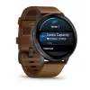 Smartwatch GARMIN Venu 4 45 mm (1,4 polegadas) AMOLED 454×454 px, Wi‑Fi, GPS, 8 GB, caixa preta, bracelete de pele castanho