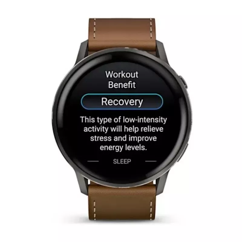 Smartwatch GARMIN Venu 4 45 mm (1,4 polegadas) AMOLED 454×454 px, Wi‑Fi, GPS, 8 GB, caixa preta, bracelete de pele castanho