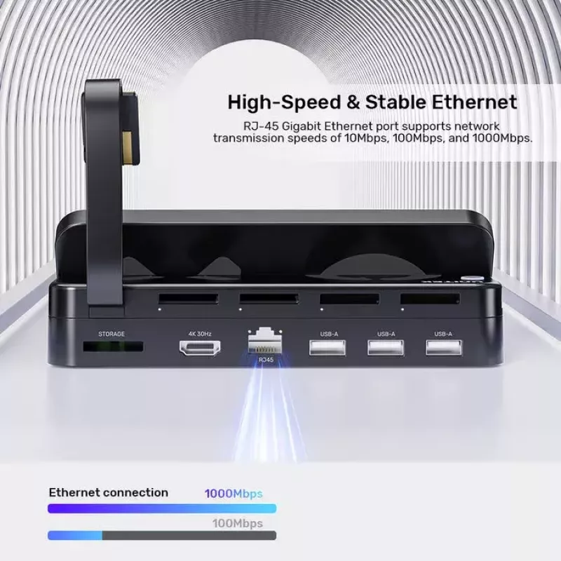 Estação de acoplamento para consola de jogos portátil Unitek G1002F01 — conector de acoplamento USB, preto