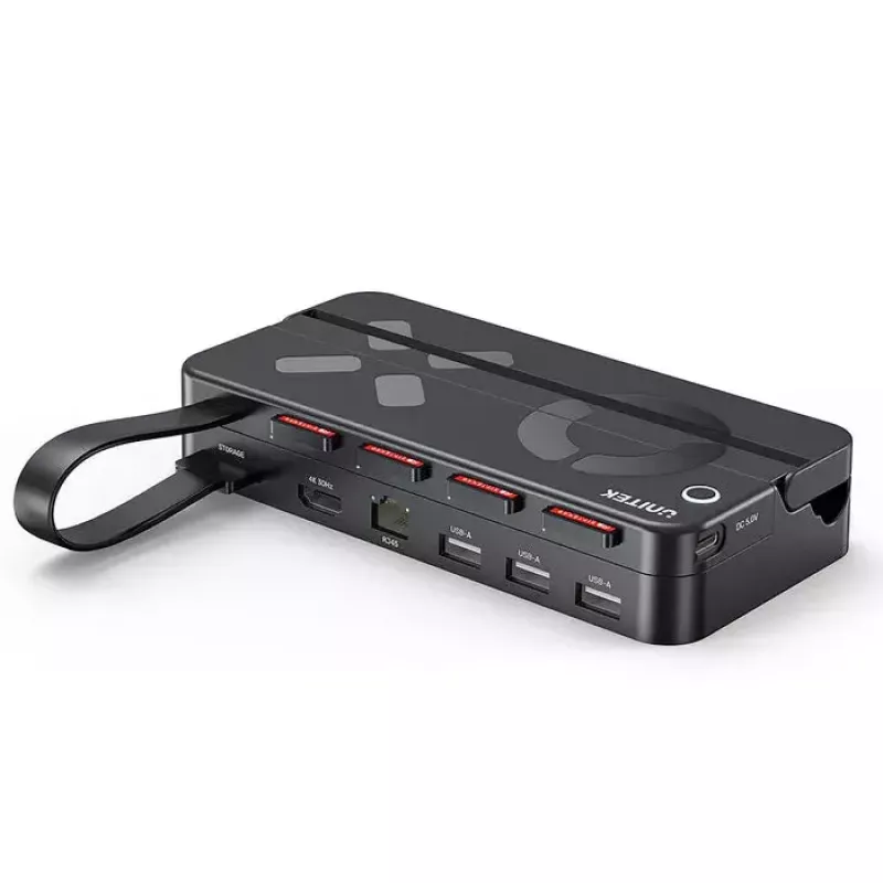 Estação de acoplamento para consola de jogos portátil Unitek G1002F01 — conector de acoplamento USB, preto