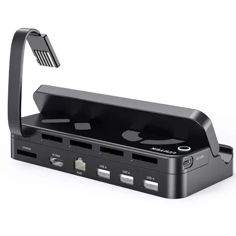 Estação de acoplamento para consola de jogos portátil Unitek G1002F01 — conector de acoplamento USB, preto