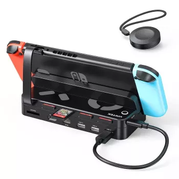 Estação de acoplamento para consola de jogos portátil Unitek G1002F01 — conector de acoplamento USB, preto