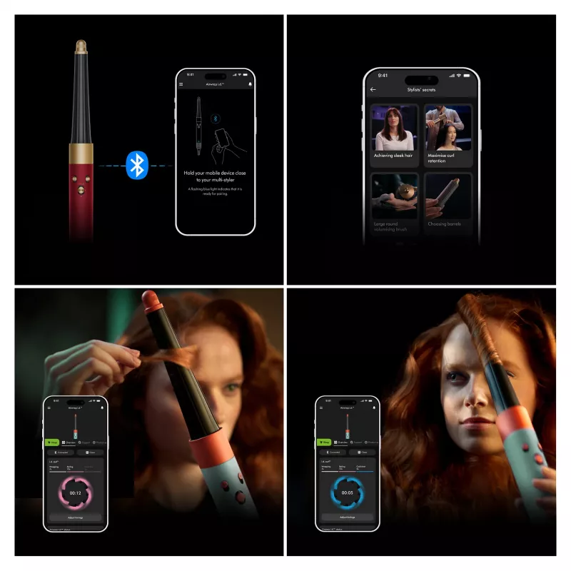 Airwrap i.d. Straight + Wavy Limited Edition, Multistyler vermelho/dourado, Bluetooth