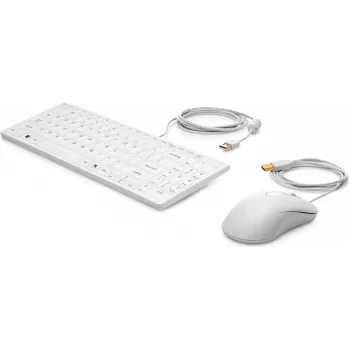 Teclado e rato HP USB Healthcare Edition tamanho completo com fio branco