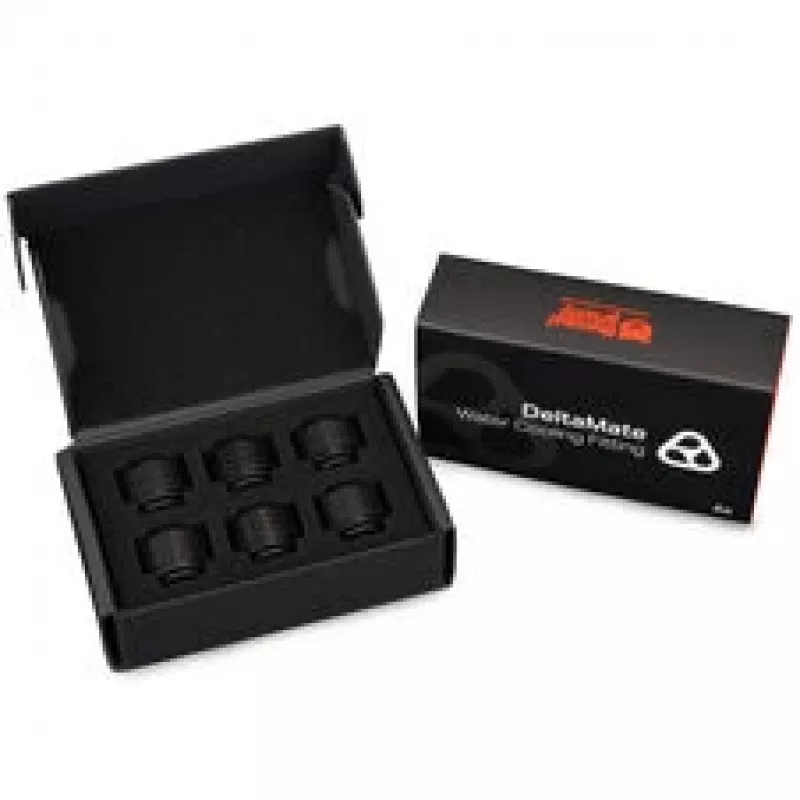 Thermal Grizzly DeltaMate Compression Fitting ST16, latão G1/4, preto, pack de 6 (TG-DM-FIT-6001)