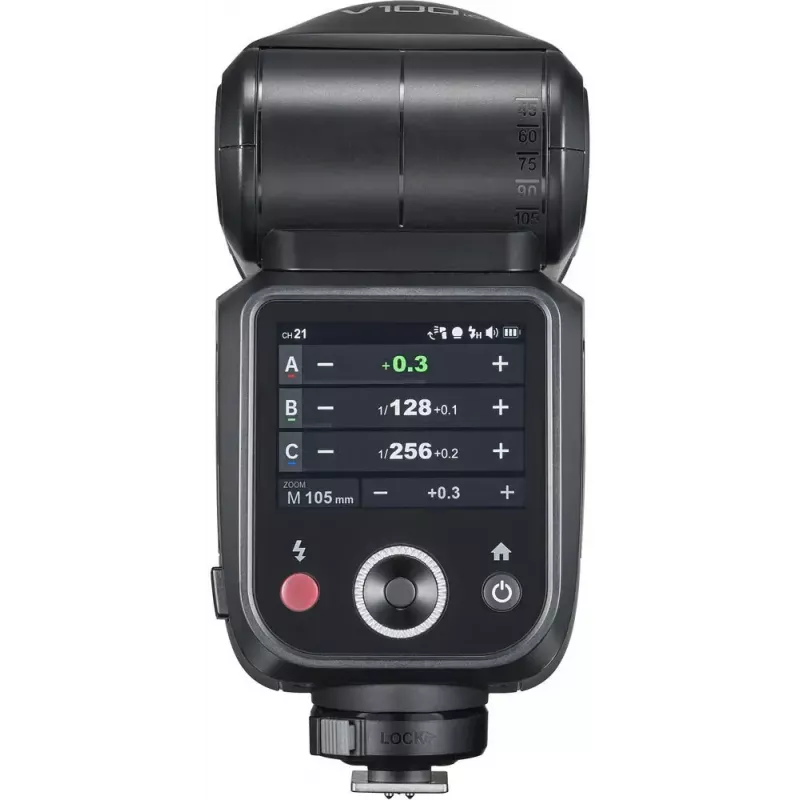 Flash Godox V100‑N para Nikon — Flash de encaixe TTL Li‑ion portátil