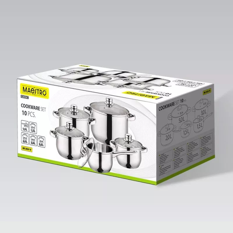 Conjunto de cozinha Maestro MR-2020-10 — conjunto de 10 peças de panelas e frigideiras