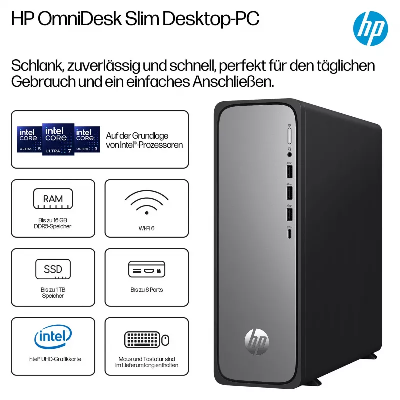 HP OmniDesk S03-0032ng - Desktop fino - Core i3 i3-14100 - Sistema completo - Core i3