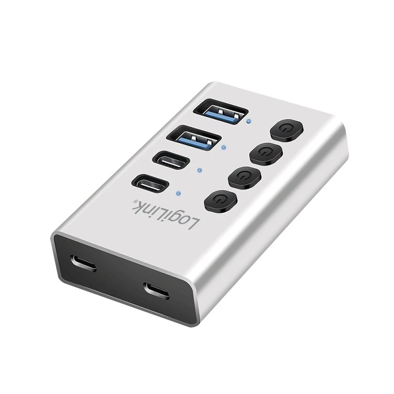 Hub USB 3.2 Gen 1, 4 portas, USB-A/C, interruptor on/off