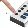 Hub USB 3.2 Gen 1, 4 portas, USB-A/C, interruptor on/off