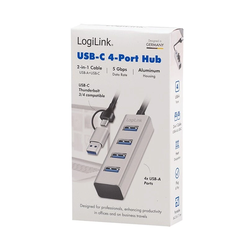 Hub USB 3.0 4 portas USB-A 5 Gbit/s