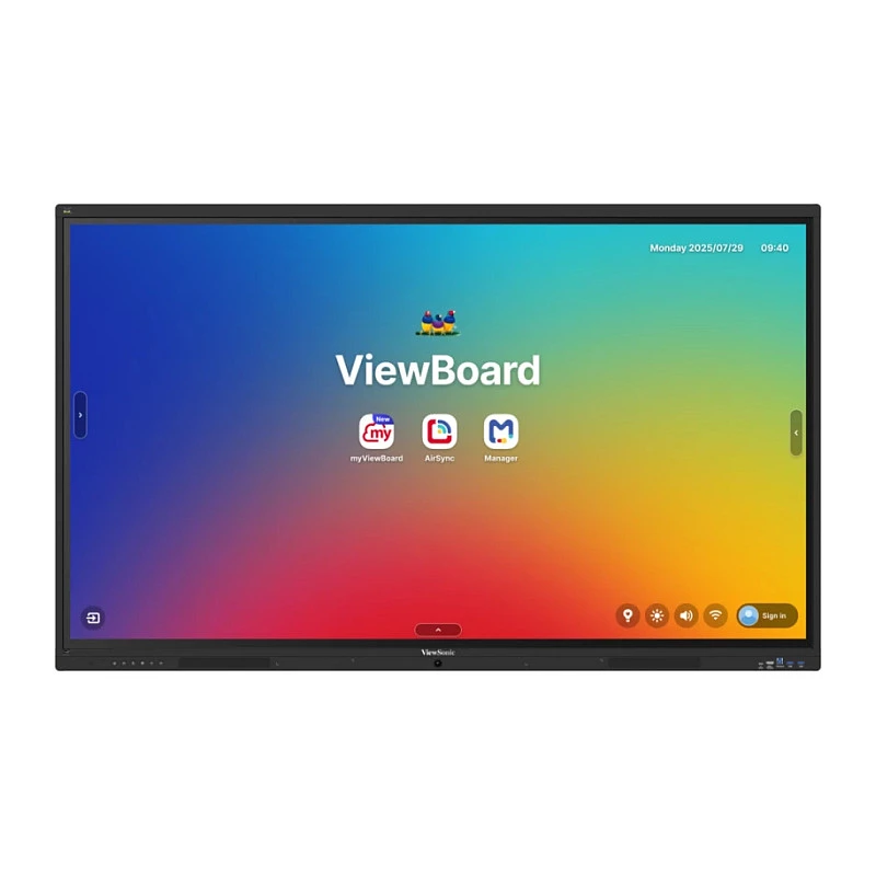 ViewBoard Série 41 ecrã tátil 65 polegadas UHD, Android 16 EDLA, IR 450 nits, 2x20W + Sub 15W + 8 microfones em array, 3 x USB-C 8/128GB, 8 núcleos C