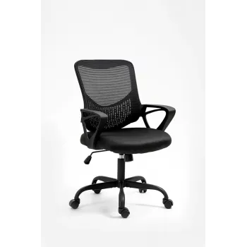 Cadeira de escritório ActiveJet YK507 preta – cadeira giratória ergonómica, tecido/PU, altura ajustável