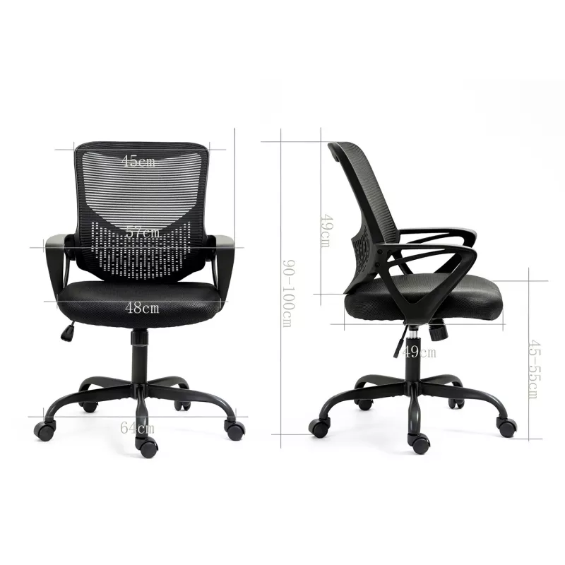 Cadeira de escritório ActiveJet YK507 preta – cadeira giratória ergonómica, tecido/PU, altura ajustável