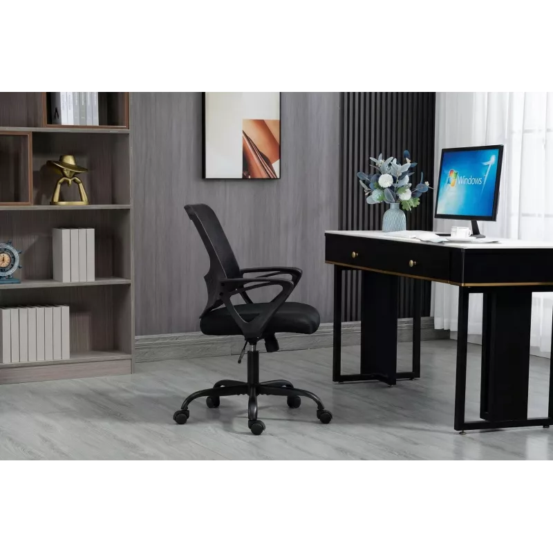 Cadeira de escritório ActiveJet YK507 preta – cadeira giratória ergonómica, tecido/PU, altura ajustável