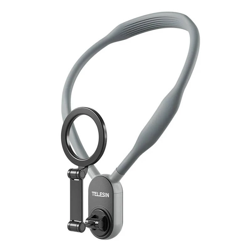 Suporte de pescoço magnético Telesin MNM-002 para iPhone (12–16) – ângulo ajustável, leve