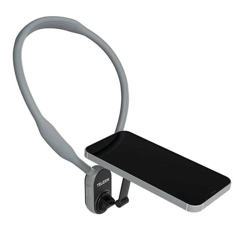 Suporte de pescoço magnético Telesin MNM-002 para iPhone (12–16) – ângulo ajustável, leve