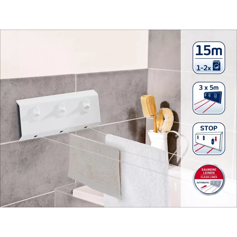 Leifheit Rollfix Triple 150 Longline Estendal de parede (83107)