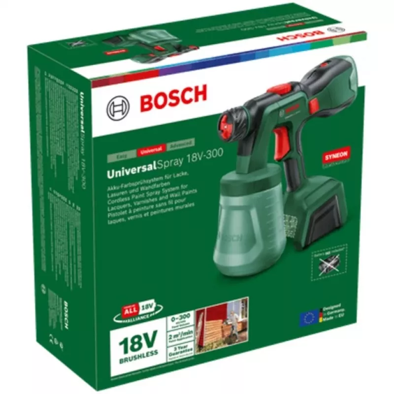 Pistola de pintura a bateria UniversalSpray 18V-300 solo (verde, sem bateria e carregador, POWER FOR ALL ALLIANCE)