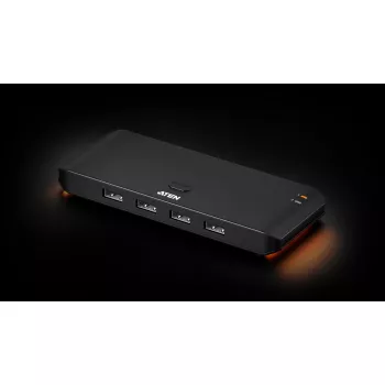Comutador de partilha USB 2.0 ATEN US4224 — 2x host para 4x dispositivo, 480 Mbit/s, preto