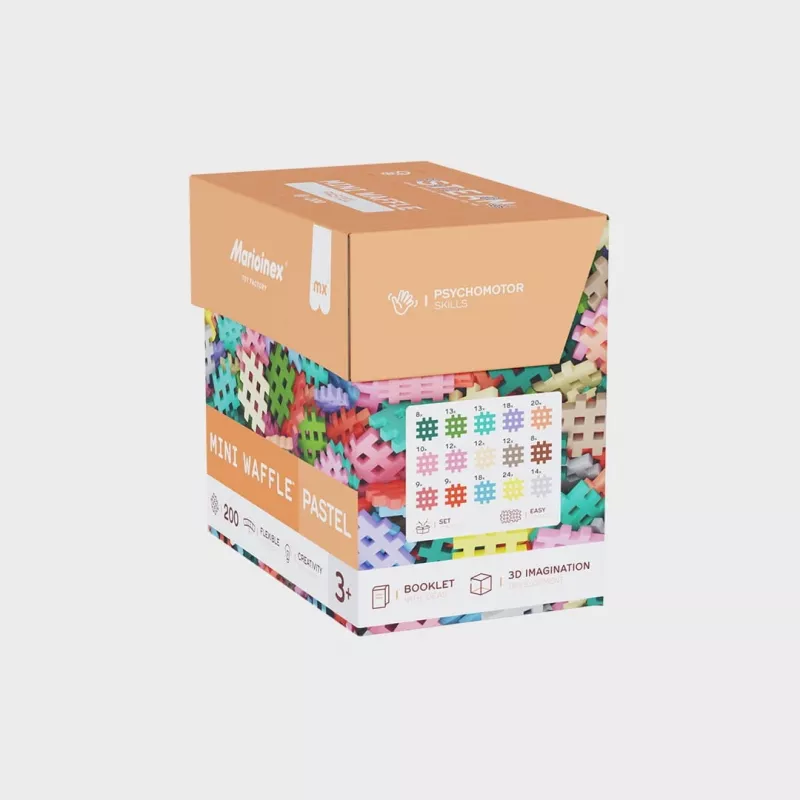 Blocos Marioinex Mini Waffle 200 peças pastel — conjunto de construção para crianças
