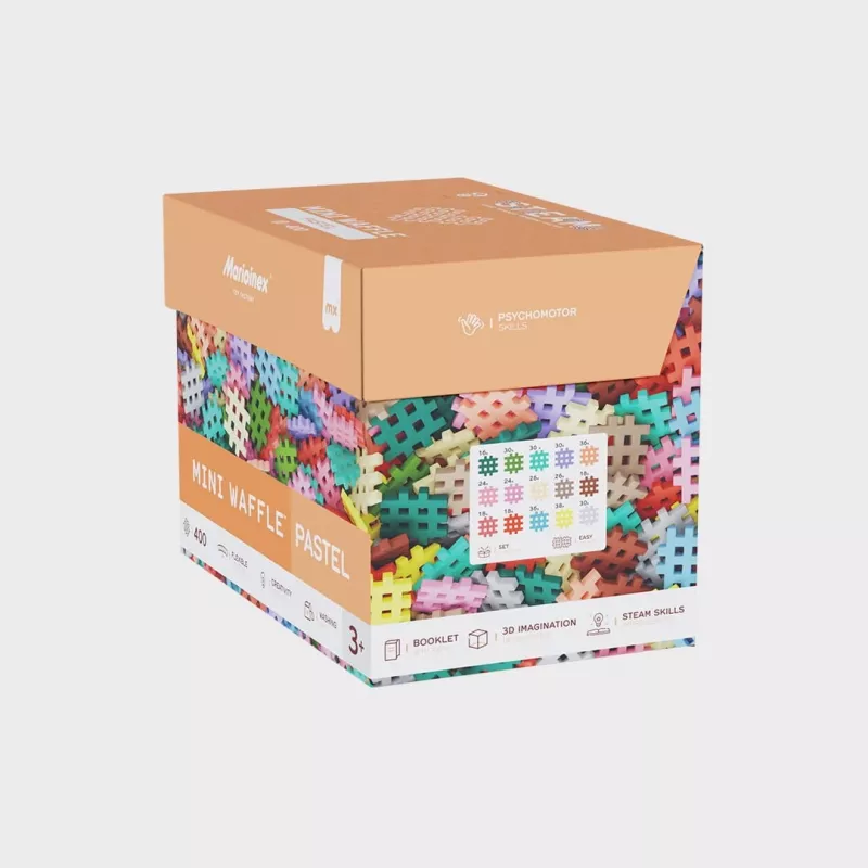 Blocos Marioinex Mini Waffle 400 peças pastel – conjunto de construção para crianças