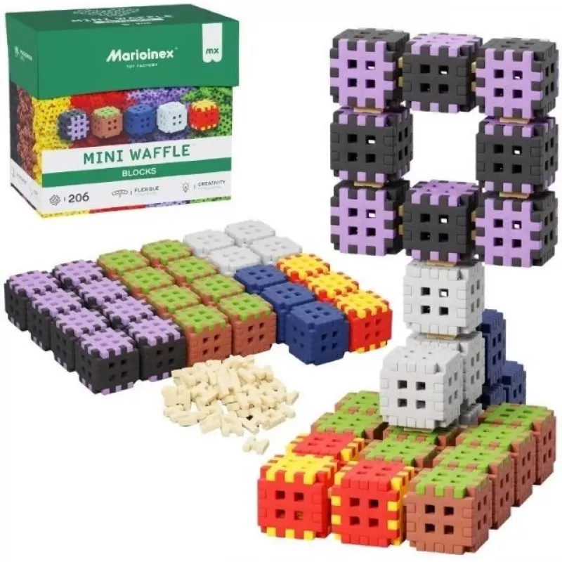 Blocos de construção Marioinex Mini Waffle 206 peças — conjunto de construção para crianças
