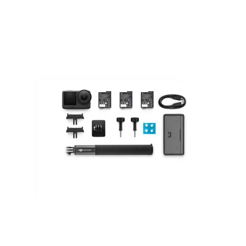 Câmara de ação DJI Osmo Action 6 Adventure Combo — 38 MP, 4K Ultra HD, CMOS de 1/1,1 polegadas, campo de visão de 155°, zoom digital de 2x