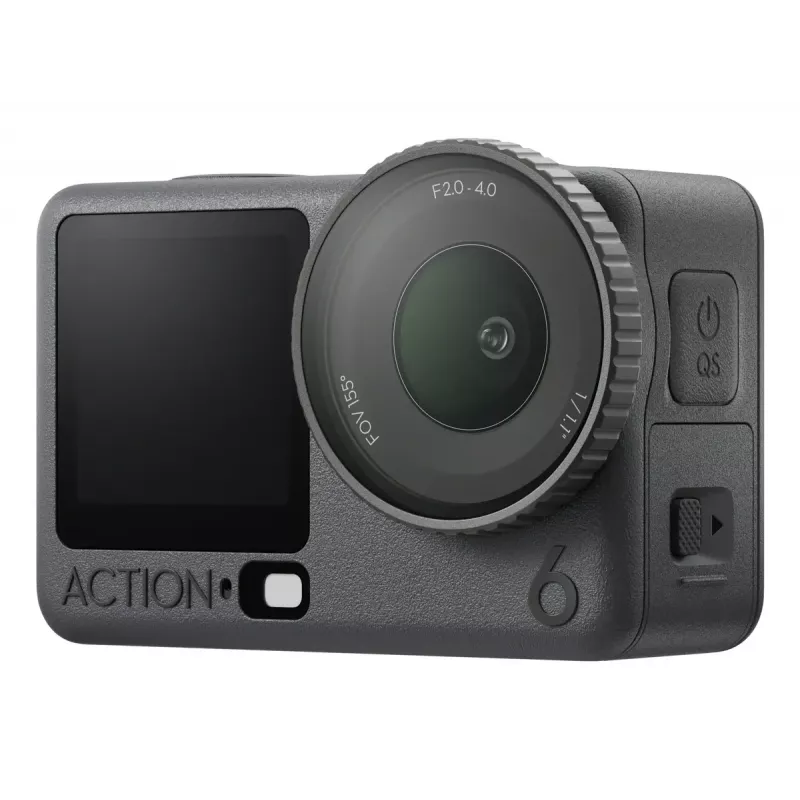 Câmara de ação DJI Osmo Action 6 Adventure Combo — 38 MP, 4K Ultra HD, CMOS de 1/1,1 polegadas, campo de visão de 155°, zoom digital de 2x