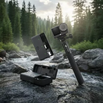 Câmara de ação DJI Osmo Action 6 Adventure Combo — 38 MP, 4K Ultra HD, CMOS de 1/1,1 polegadas, campo de visão de 155°, zoom digital de 2x