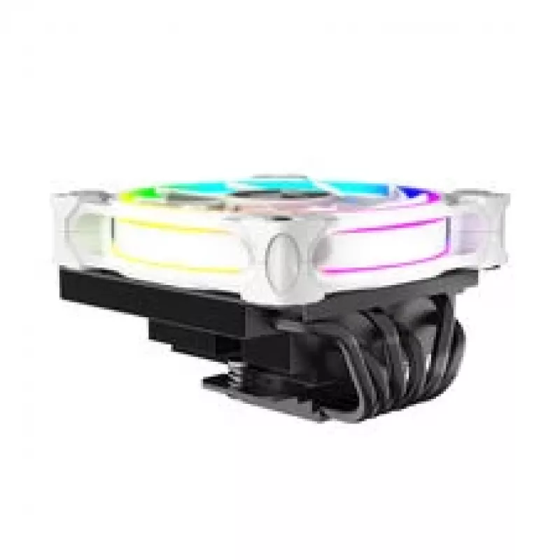 Dissipador de CPU Akasa SOHO H6L RGB branco – dissipador Low-Profile com ventoinha RGB, compatível com sistemas compactos Mini-ITX