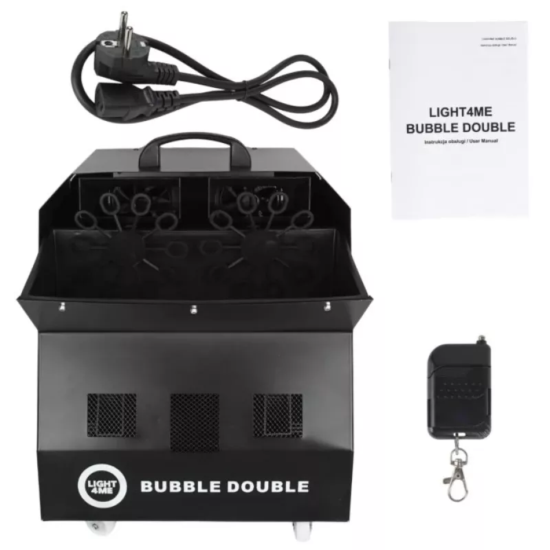 LIGHT4ME BUBBLE DOUBLE - Máquina de bolhas de sabão 300W, comando sem fios