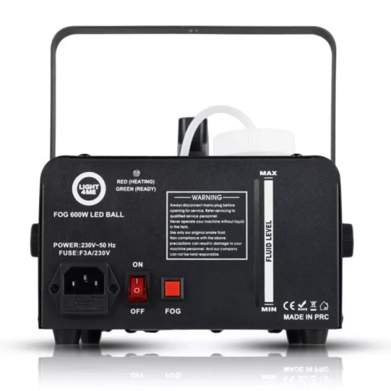 LIGHT4ME FOG 600W LED BALL - Máquina de fumo, efeito de iluminação de fumo/bola de discoteca, comando sem fios