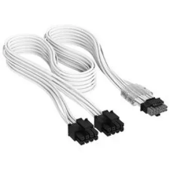 Cabo Corsair Premium-Sleeved 2x 8-Pin para 12V-2x6, para fonte de alimentação Type-4 – branco