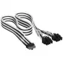Cabo Corsair Premium-Sleeved 12V-2x6 para 2x 6+2-Pin PCIe, Universal – preto/branco