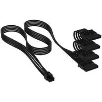 Cabo de alimentação SATA 4x Corsair Premium-Sleeved, para fonte de alimentação Type-5 – preto