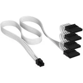Cabo de alimentação SATA 4x Corsair Premium-Sleeved, para fonte de alimentação Type-5 – branco