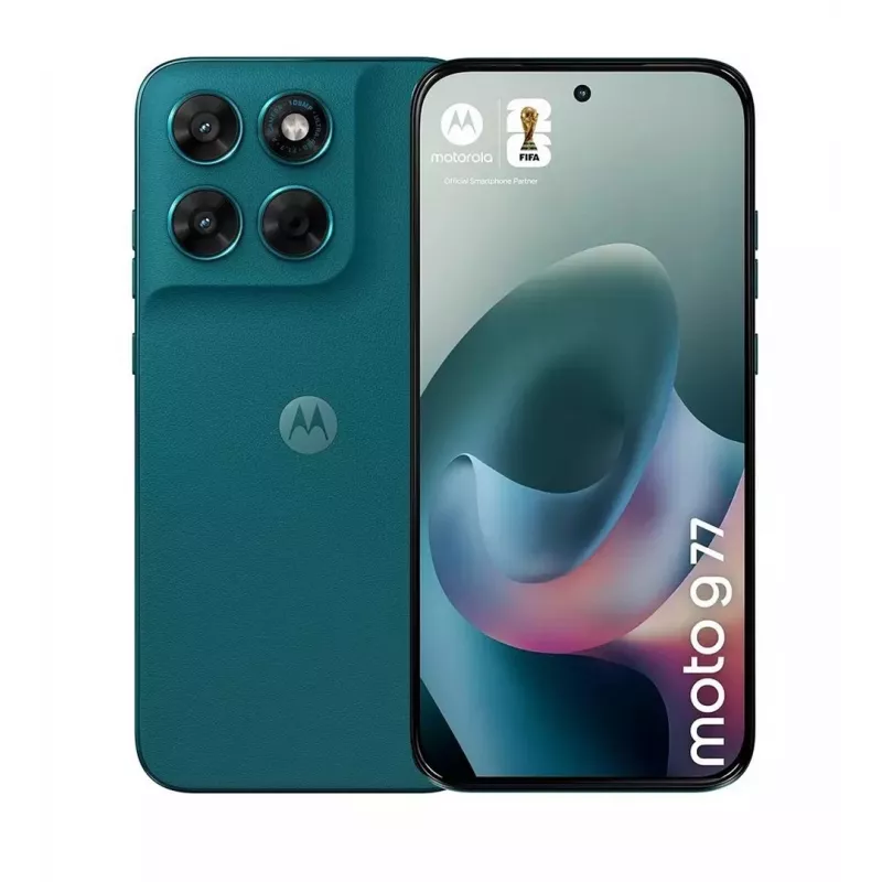 Smartphone Motorola G77 5G 12/256GB Shaded Spruce — 6,78 polegadas 120 Hz pOLED, Dimensity 6400, 108+8 MP, NFC, IP64