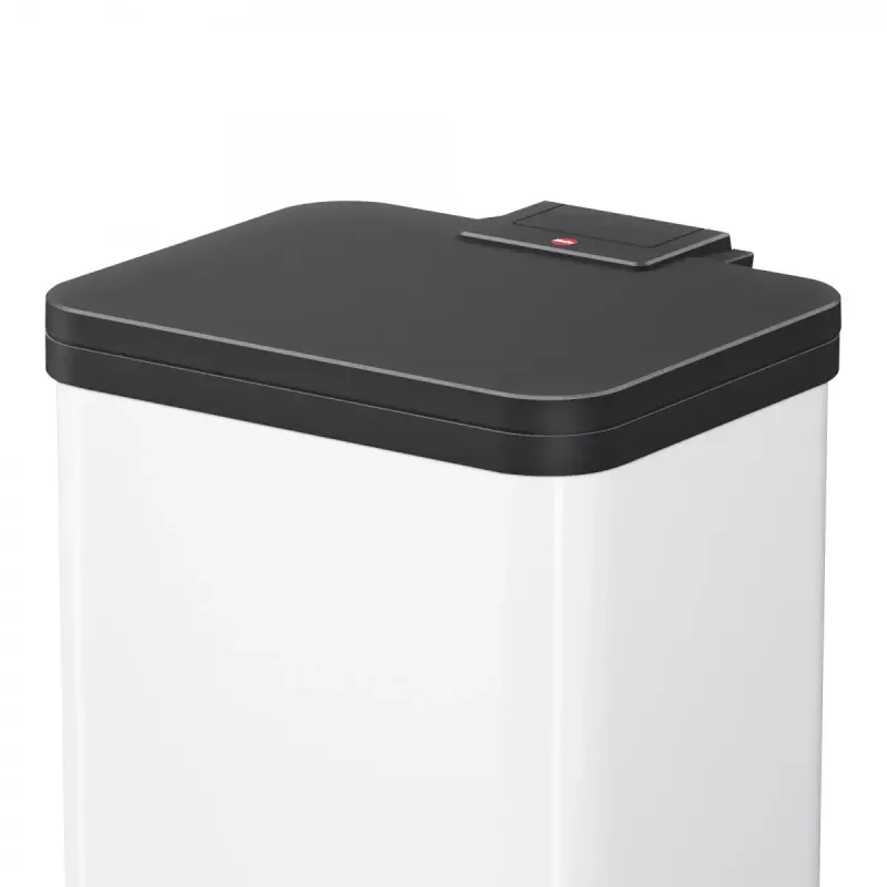 Balde do lixo retangular Hailo Öko duo Plus M 18 L em aço, branco