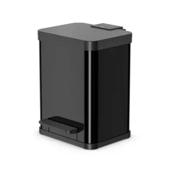 Balde do lixo Hailo Öko duo plus M 18 L retangular aço preto