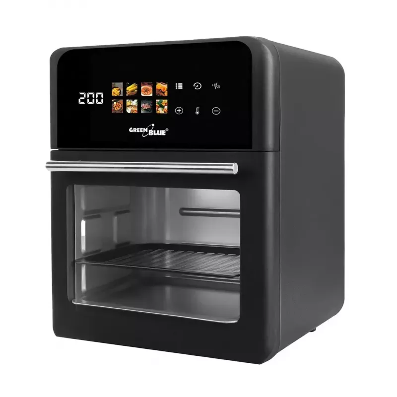 Fritadeira de ar quente GreenBlue GB950 1800W, capacidade 10 l, 8 programas, painel tátil, temporizador, preto