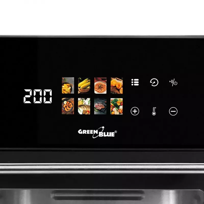 Fritadeira de ar quente GreenBlue GB950 1800W, capacidade 10 l, 8 programas, painel tátil, temporizador, preto