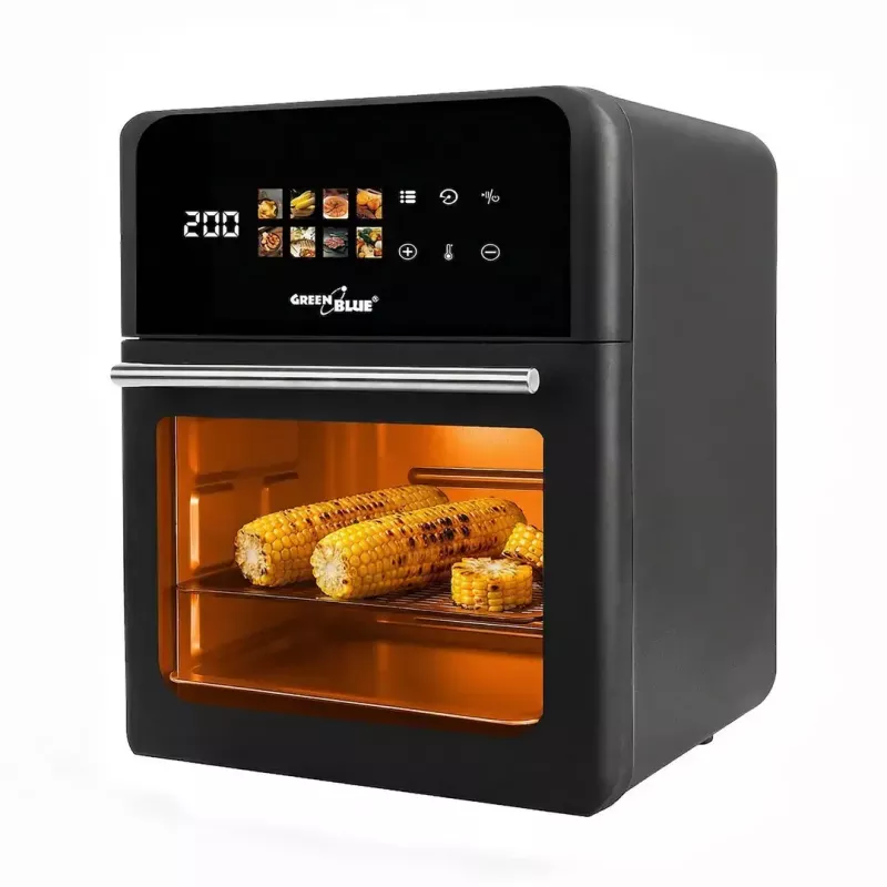 Fritadeira de ar quente GreenBlue GB950 1800W, capacidade 10 l, 8 programas, painel tátil, temporizador, preto