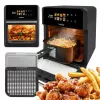 Fritadeira de ar quente GreenBlue GB950 1800W, capacidade 10 l, 8 programas, painel tátil, temporizador, preto
