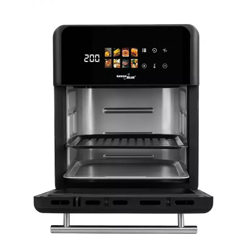 Fritadeira de ar quente GreenBlue GB950 1800W, capacidade 10 l, 8 programas, painel tátil, temporizador, preto
